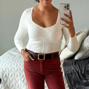 Abercrombie white  corset long sleeve bodysuit